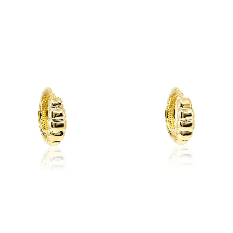 Drop Earrings with Polished Shine -14K YELLOW GOLD RIBBED GOOP EARRINGS