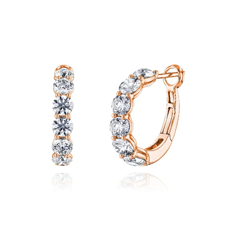 Drop Earrings with Abstract Designs -18K ROSE GOLD DIAMOND HOOP EARRINGS - 3.62CTW