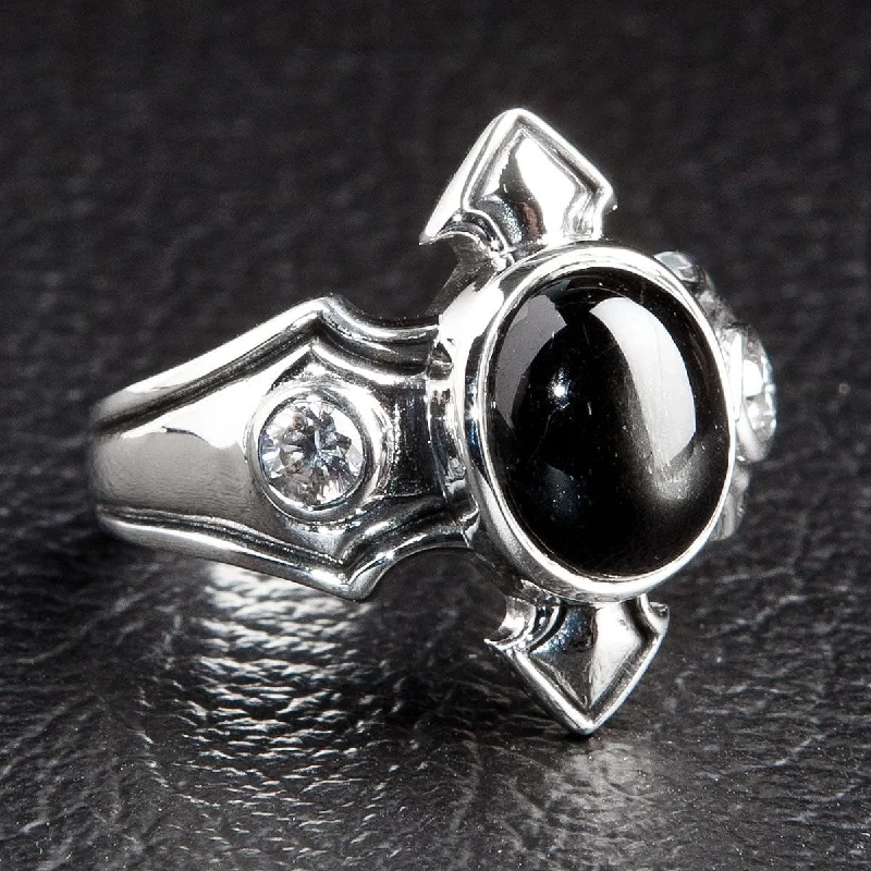 Black Onyx Sterling Silver Mens Ring