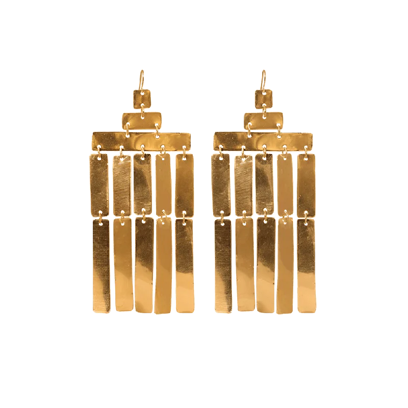 Drop Earrings with Hammered Finish -Brass Chandelier Earrings