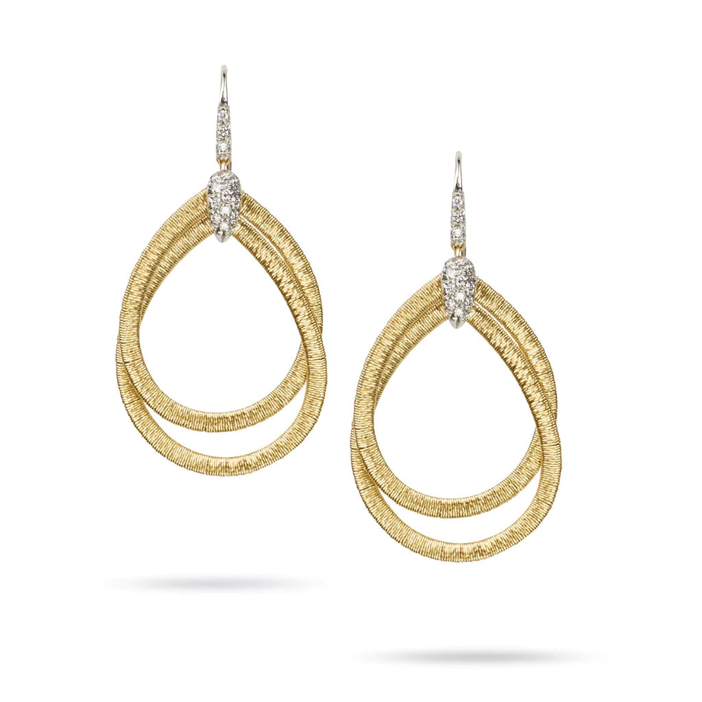 African Drop Earrings with Culture -Marco Bicego Cairo Collection Gold and Diamond Small Drop Earrings