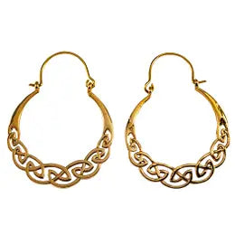 Round Drop Earrings for Classic -Celtic Knot Brass Hoop Earrings