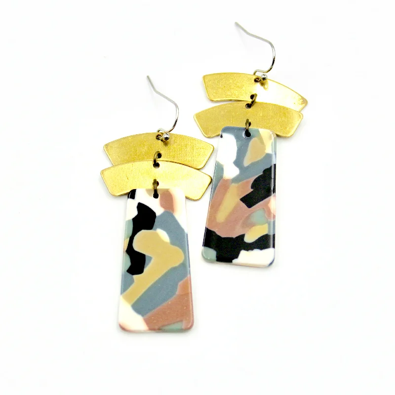 Retro Drop Earrings for Nostalgia -Chunky Drop Earrings - Neutral