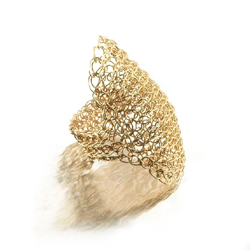 Cleopatra gold ring , wire crochet yellow gold filled ring