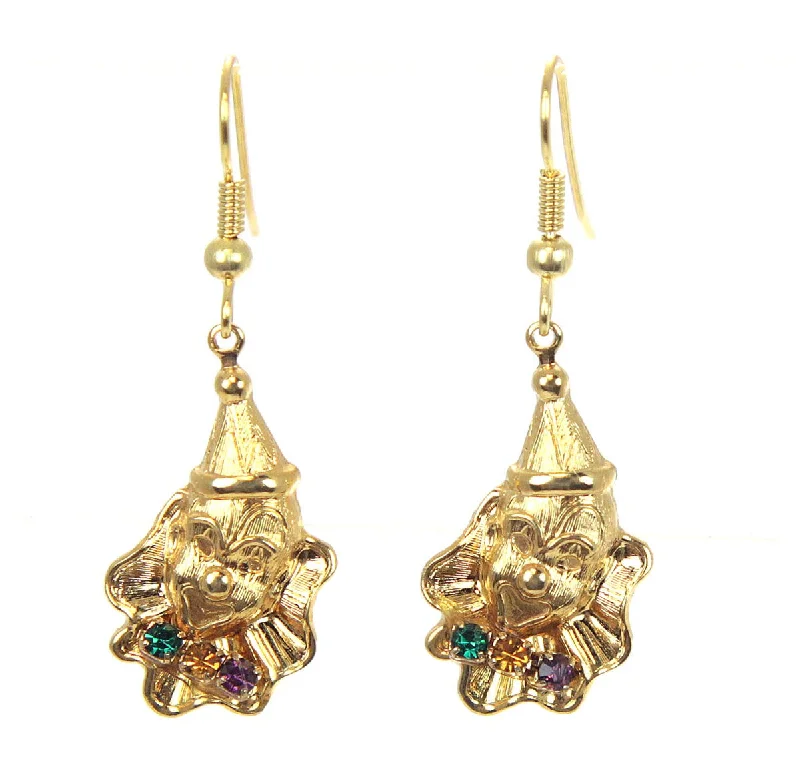 Floral Drop Earrings with Petals -Clown Earrings, Gold