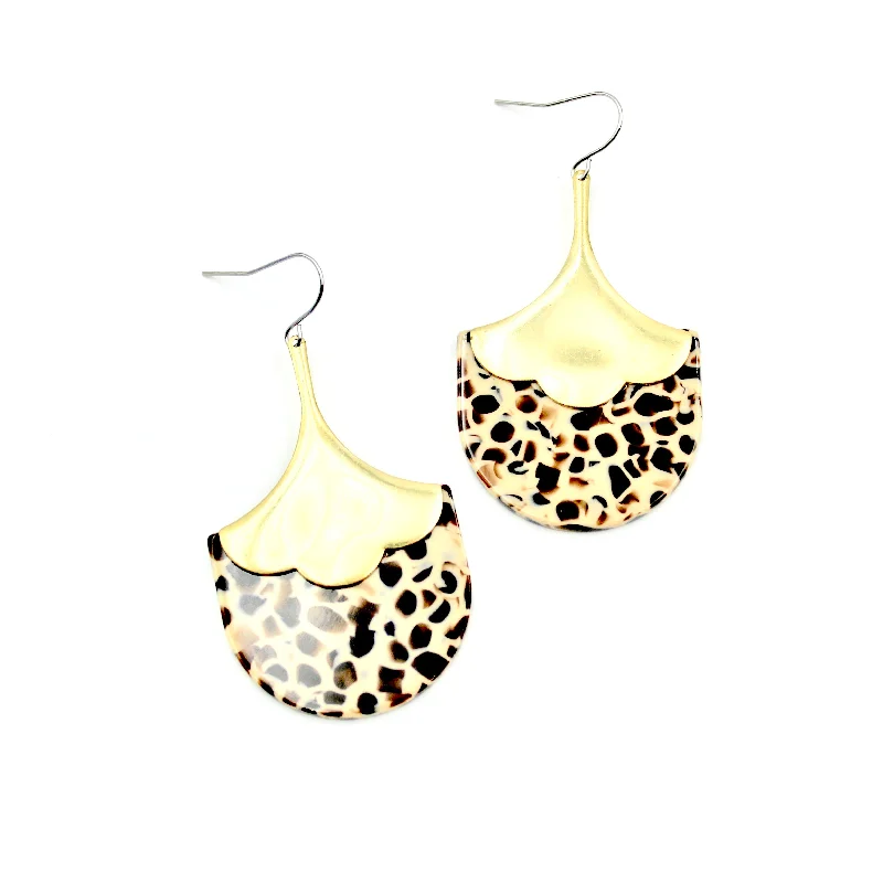 Drop Earrings for Travel Look -Petal Drop Earrings (Brown)