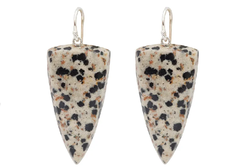 Retro Drop Earrings for Nostalgia -Dalmatian Jasper Drops & Sterling Silver Hook Earrings