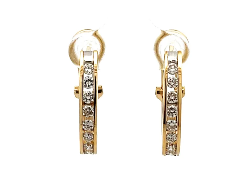 Drop Earrings for Wellness Routine -Diamond Hoop Earrings in 14k Yellow Gold