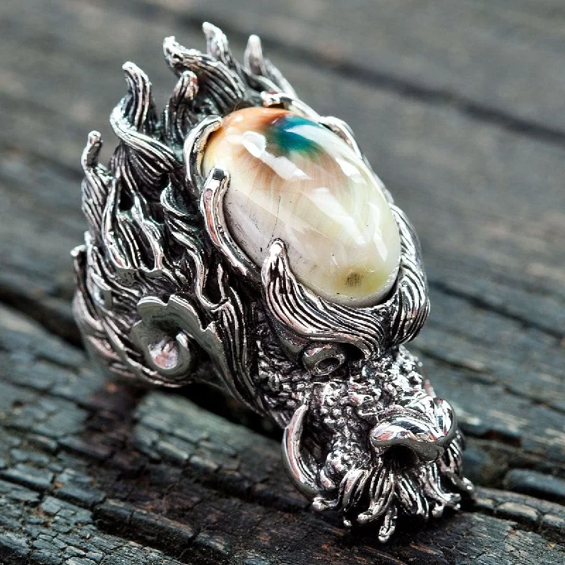 Dragon Head Sterling Silver Men's Ring