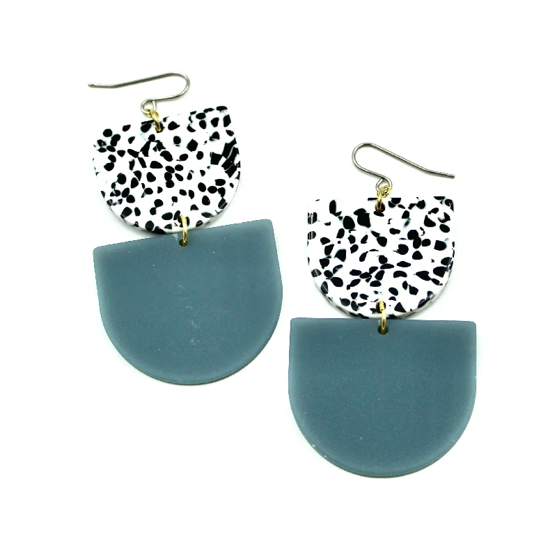 Lightweight Drop Earrings for All Day -Dusty Blue & Spotted Earrings