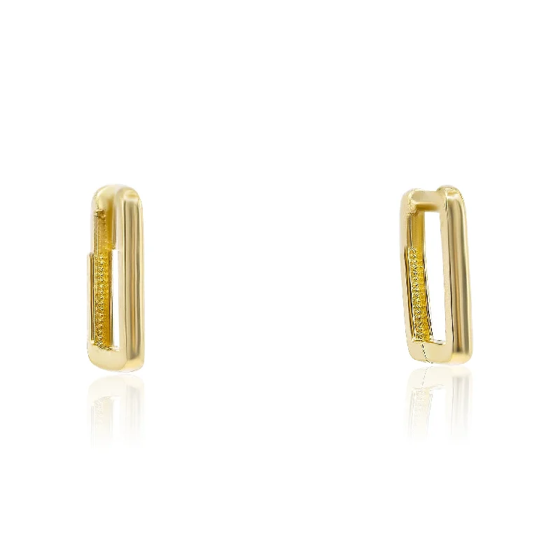 Drop Earrings with Filigree Work -14K YELLOW GOLD SQUARE FRAME EARRINGS