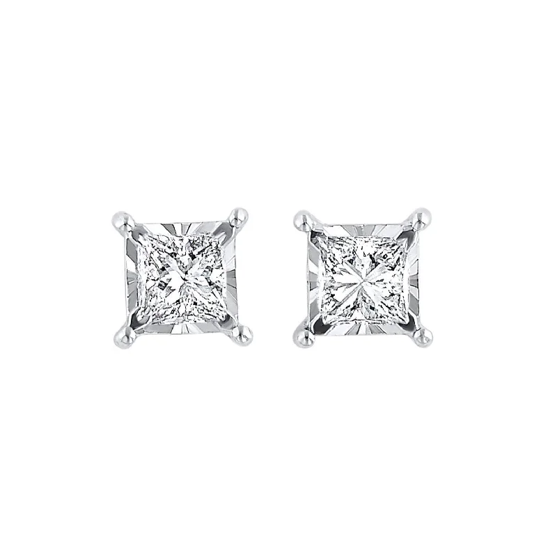 Screw Back Drop Earrings for Security -Rhythm of Love  - 14Kt White Gold Diamond Stud Earrings