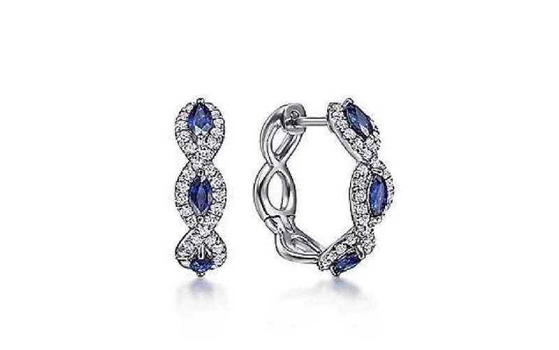 Rhinestone Drop Earrings for Sparkle -Gabriel & Co-14 K White Gold 15MM Diamond and Sapphire earrings