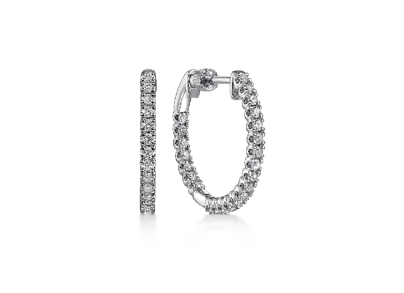 Large Drop Earrings for Statement -Gabriel & Co. -14K White Gold 20MM Diamond Earrings  EG14214W45JJ