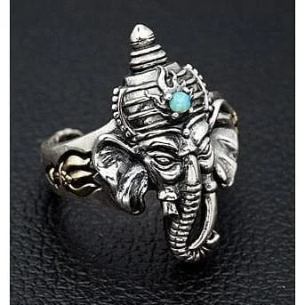 Ganesh Turquoise Silver Rings