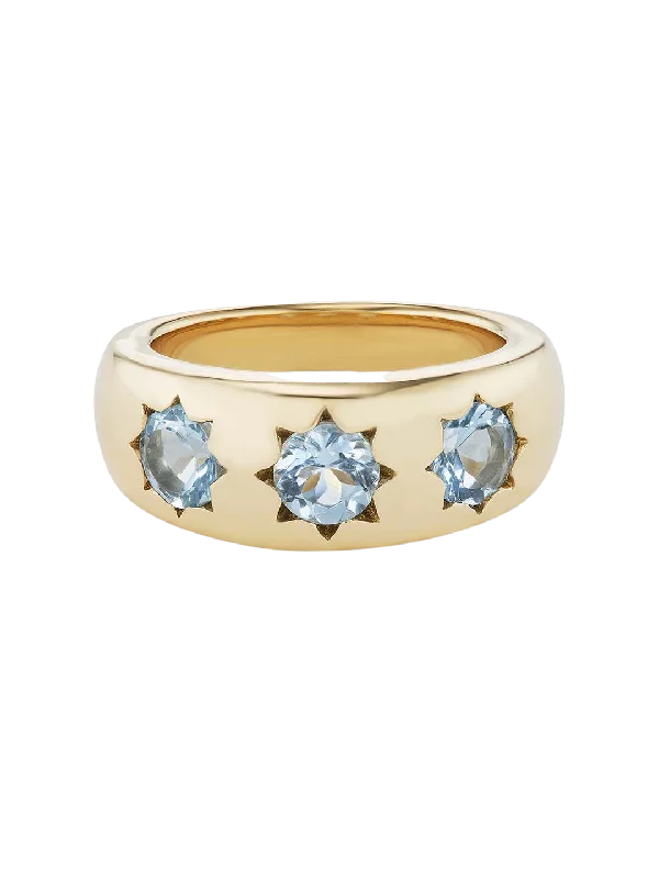 Gemma Starburst Ring Aqua