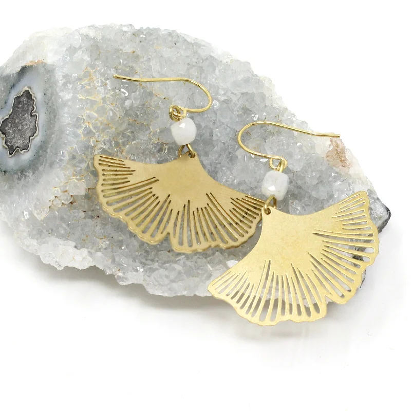 Drop Earrings for Gym Workout -Ginko Earrings - Moonstone