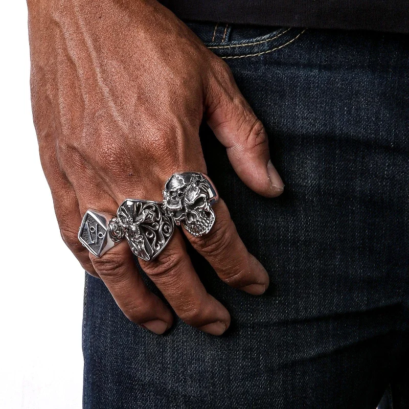 Gothic Devil Sterling Silver Skull Ring