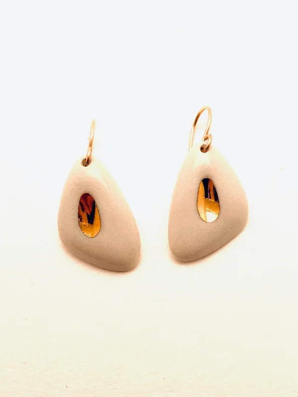 Drop Earrings for Work Attire -Guardian Wing Earrings, White