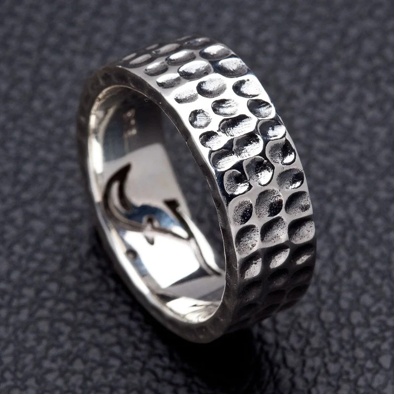 Hammered Sterling Silver Band Men's Ring