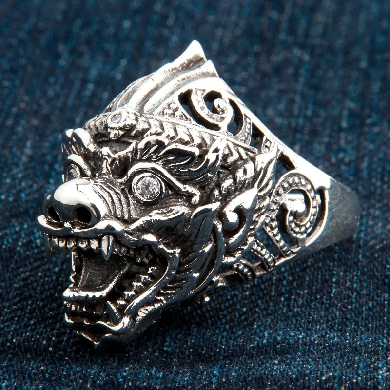 Hanuman Monkey Head Sterling Silver Ring