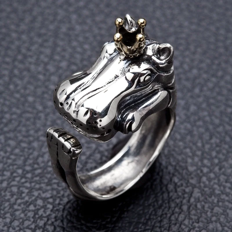 Sterling Silver Hippopotamus Ring