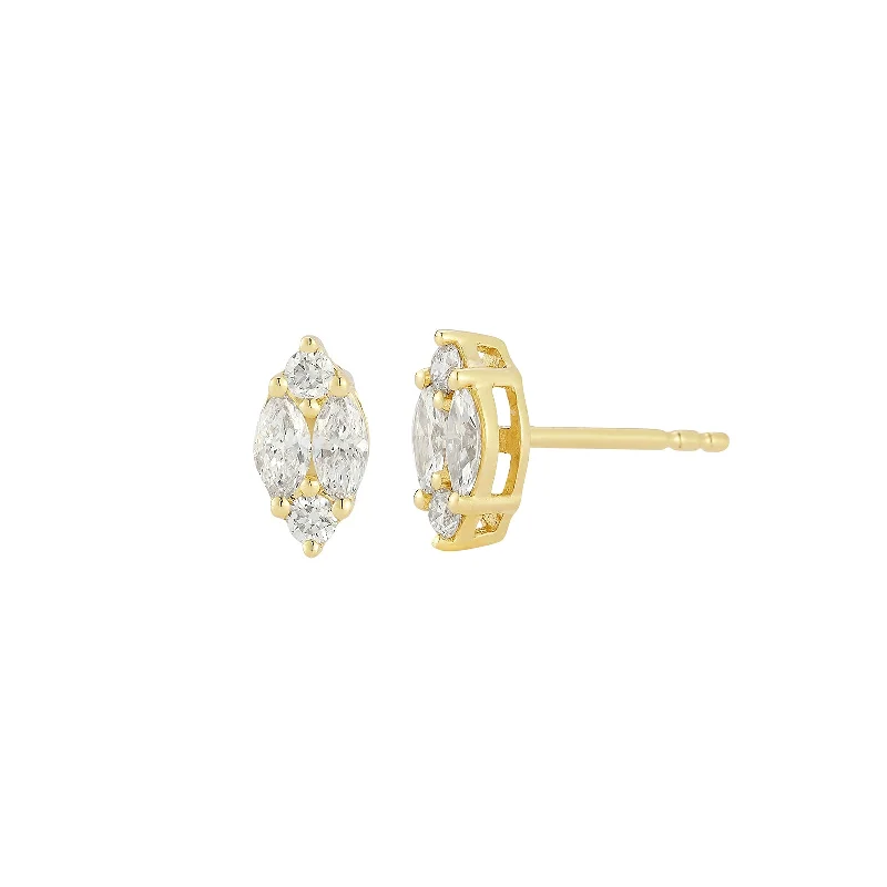 Drop Earrings for Engagement Party -Illusion Marquise Stud Earrings