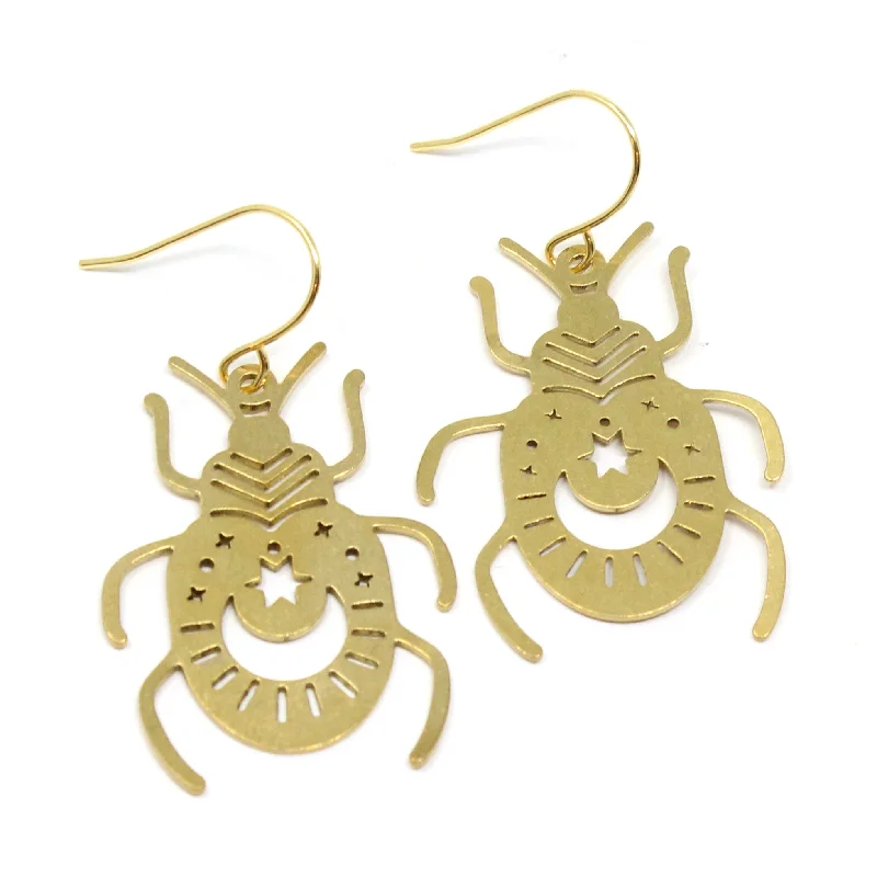 Gold Drop Earrings for Women -Insect Moon/Star Earrings