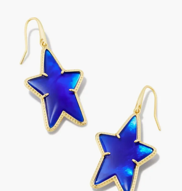 Drop Earrings for Everyday Glamour -Kendra Scott- Ada Gold Star Drop Earrings in Cobalt Blue Illusion 9608855006