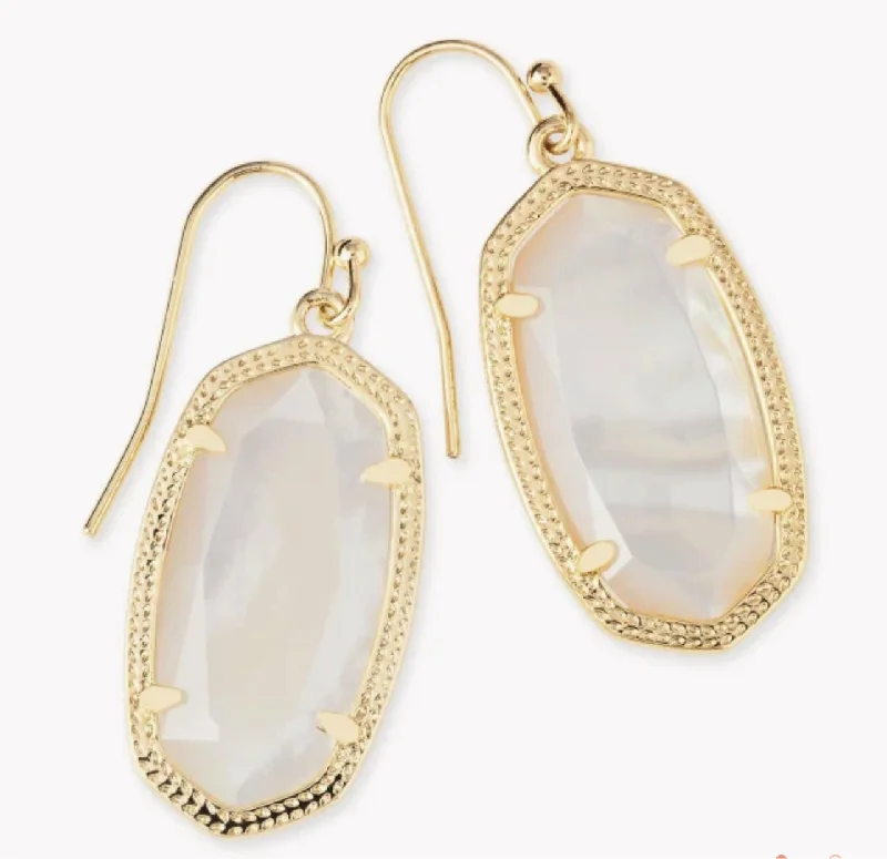 Drop Earrings for Travel Look -Kendra Scott- Dani Gold Drop Earrings in Ivory Pearl- 4217711522