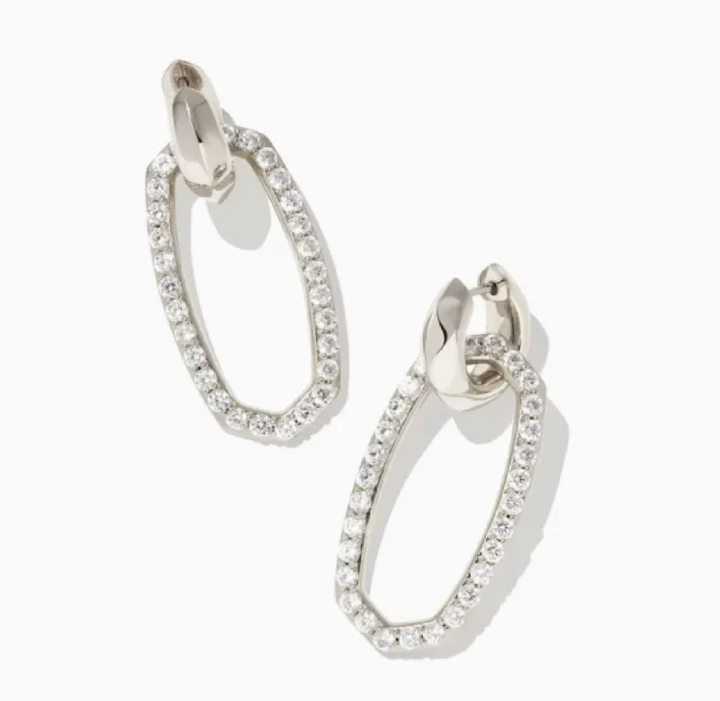 Diamond Drop Earrings for Luxury -Kendra Scott-Danielle Silver Convertible Link Earrings in White Crystal 9608803009