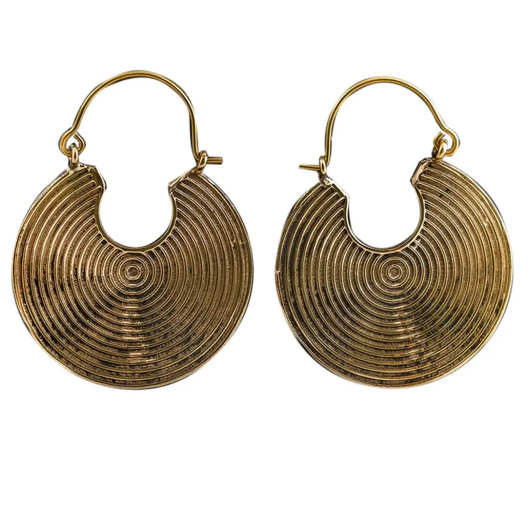 Drop Earrings for Wedding Ceremony -Labyrinth Brass Hoop Earrings