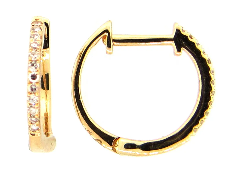 Square Drop Earrings for Modern -Lady's Yellow 14 Karat Huggie Earrings 0.08tw Round Diamonds