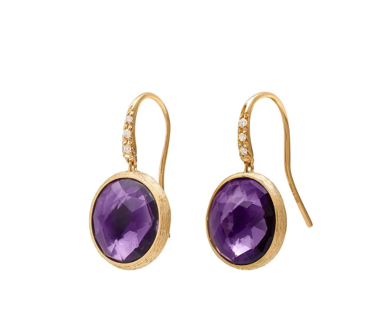 Bohemian Drop Earrings with Tassels -Lady's Yellow 18 Karat Drop Earrings W/amethyst and diamond