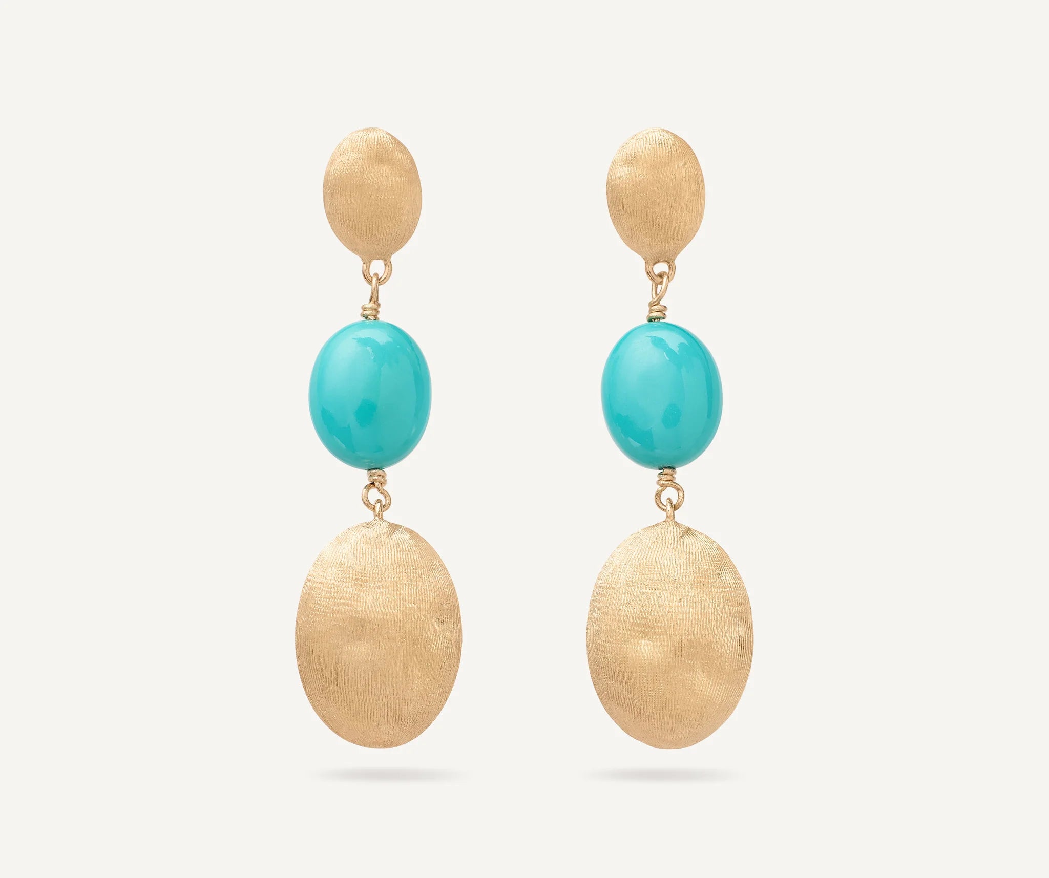 Contemporary Drop Earrings for Fashion -Lady's Yellow 18 Karat Earrings with stones