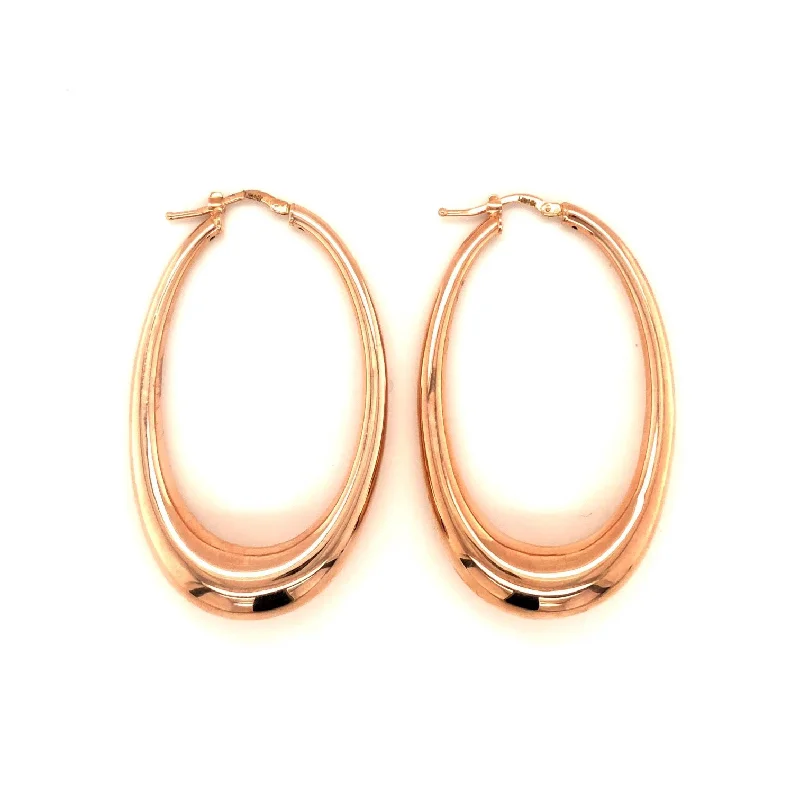 Punk Drop Earrings with Spikes -Lisa Nik Rose Gold Elongated Oval Hoop Earrings