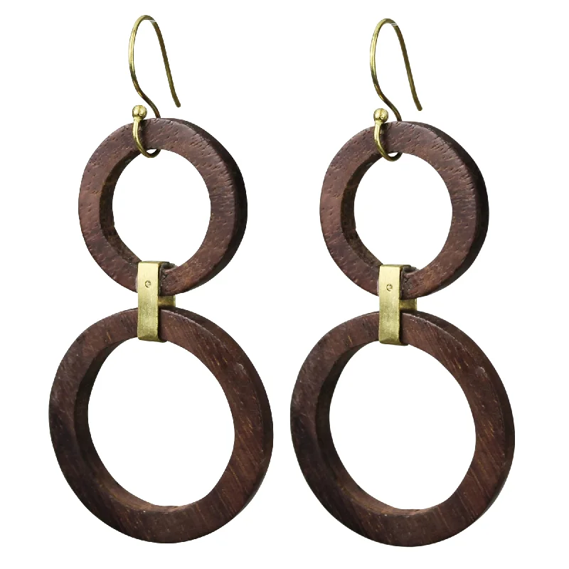 Drop Earrings with Wave Designs -Lomas Earrings, Dark Wood