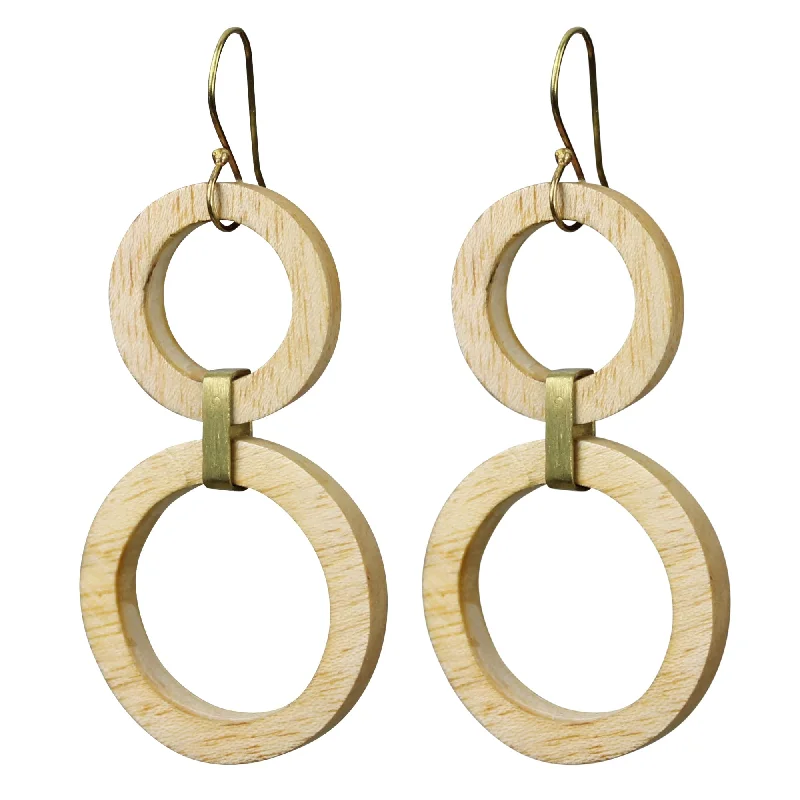 Drop Earrings with Chevron Designs -Lomas Earrings, Light Wood