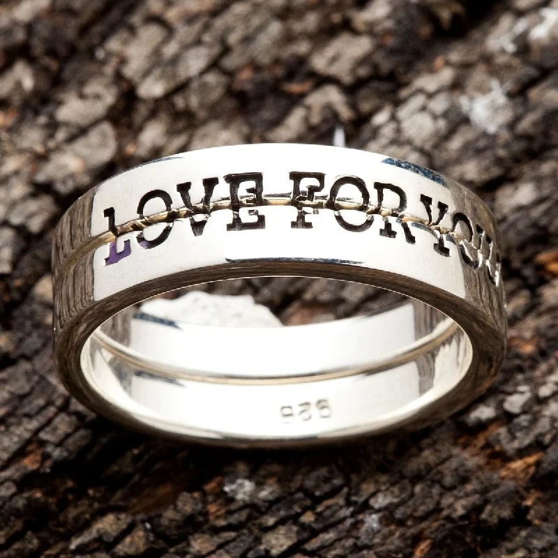 Sterling Silver Love You Couple Band Rings