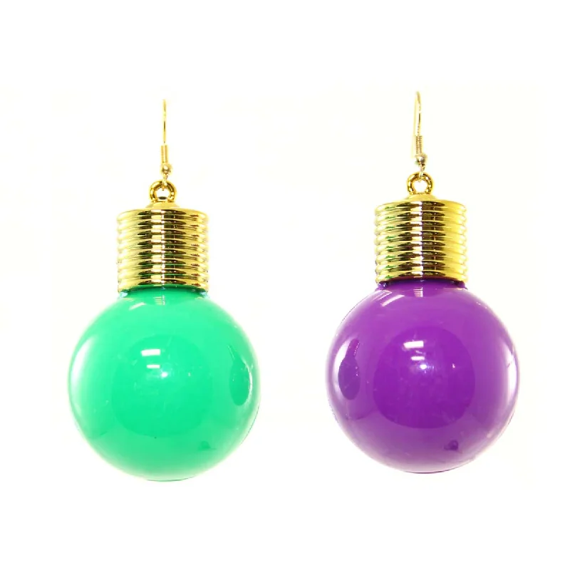 Drop Earrings with Keyhole Designs -Mardi Gras Bulb LED Earrings, 3 Functions