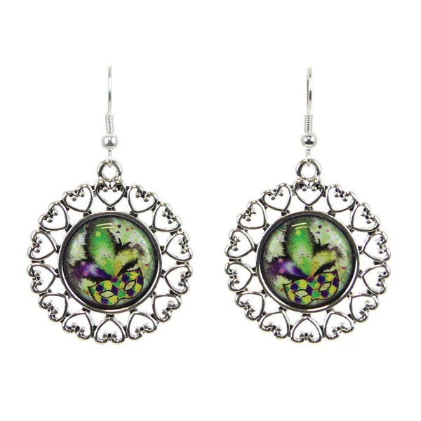 Short Drop Earrings for Subtle -Mardi Gras Earrings Harlequin Mask