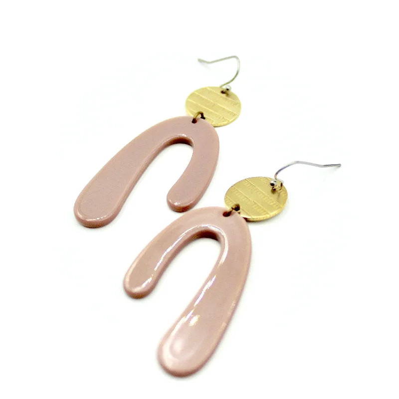 Heavy Duty Drop Earrings for Durability -Mauve Abstract Earrings