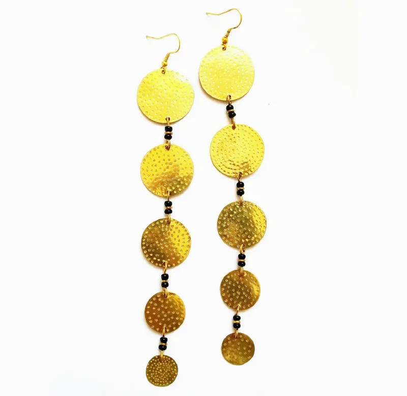 Bohemian Drop Earrings with Tassels -Maya Gold African Earrings