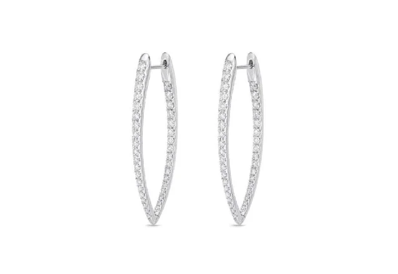 Drop Earrings with Filigree Work -Memoire-18k White Gold Imperial Hoops