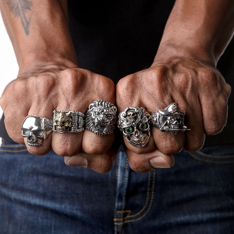 Sterling Silver Biker Mexican Skull Ring