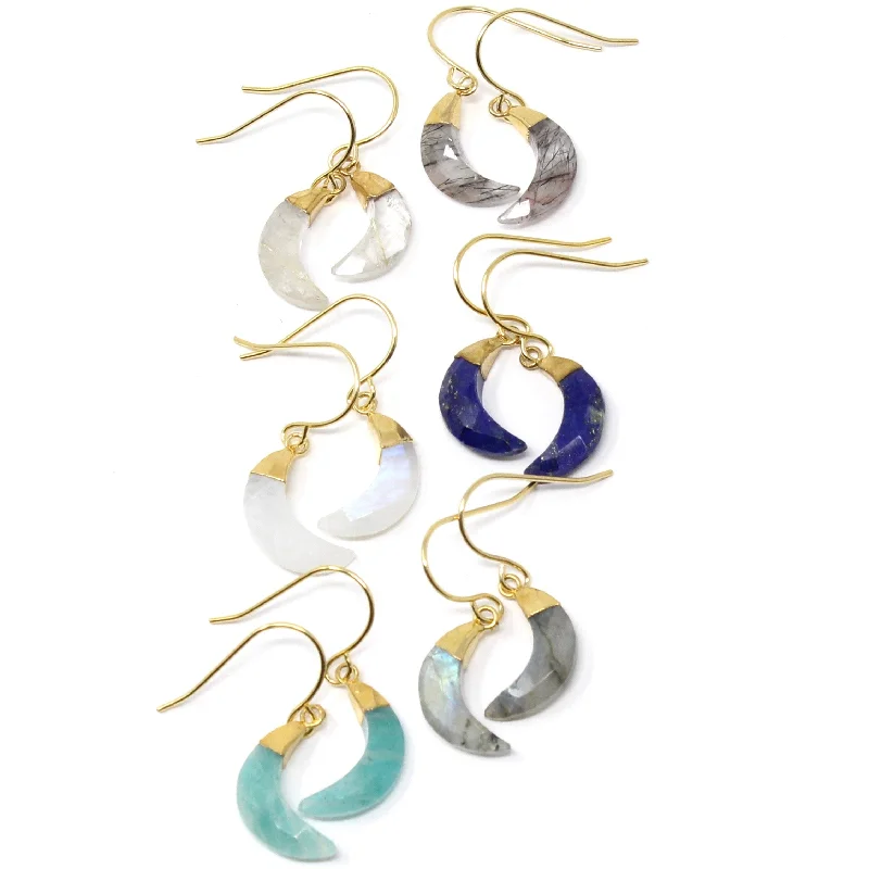 Drop Earrings with Polished Shine -Moon Gemstone Earrings