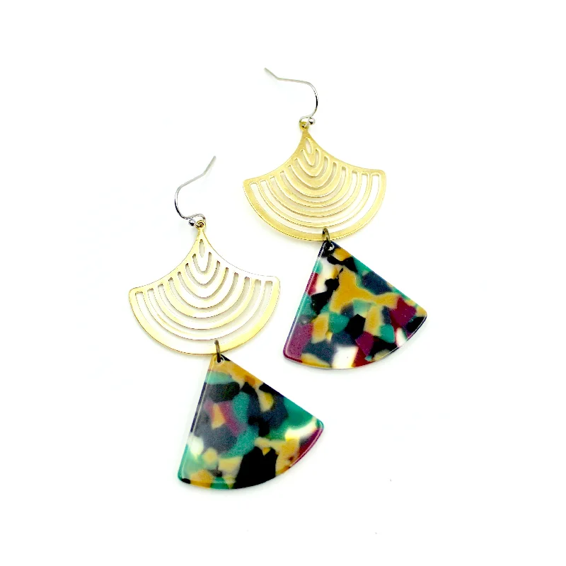 Animal Print Drop Earrings for Fun -Multicolor Fan Earrings