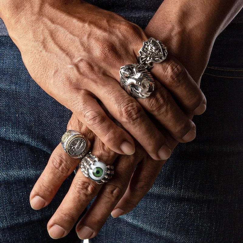 Naked Women Sterling Silver Biker Ring