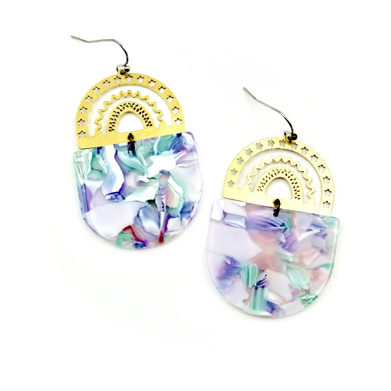 Drop Earrings with Animal Motifs -Pastel Stars & Stripes Earrings