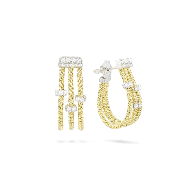 Studded Drop Earrings with Gemstones -Piero Milano GOA 3 Strand Hoop Earrings